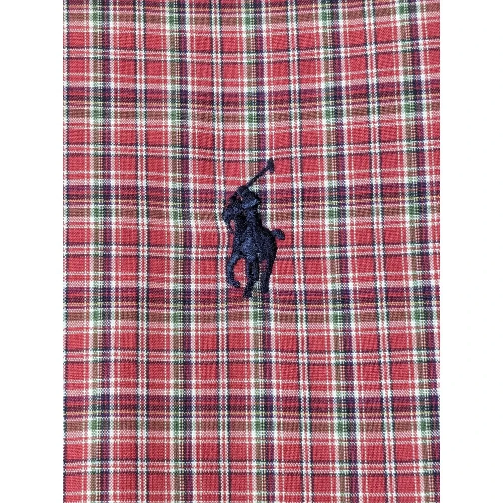 VTG POLO RALPH LAUREN CLASSIC FIT Men XL (17‎ 1/2) Red Plaid Cotton Shirt EUC